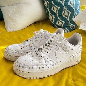 White Nike Air Force Ones 1 Star Studded